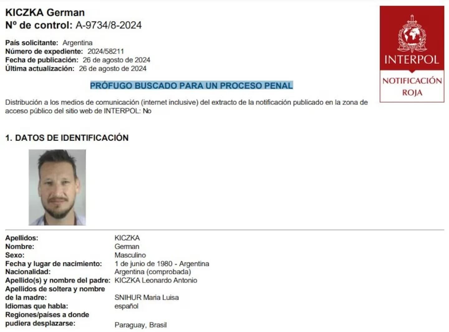 Interpol emitió una alerta roja para intentar localizar al diputado acusado de pedofilia Germán Kiczka