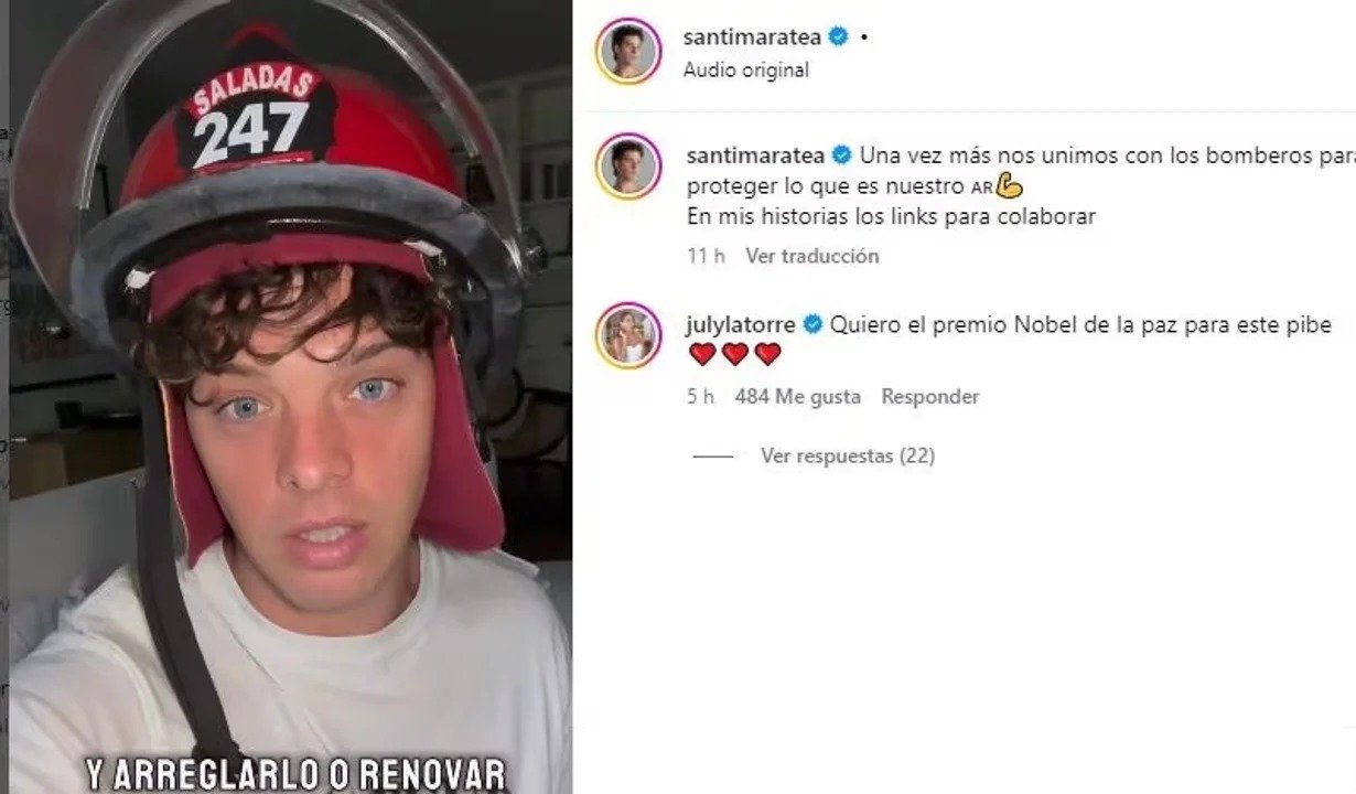 Santi Maratea inició una colecta por los incendios en Córdoba y recaudó 55 millones en una hora