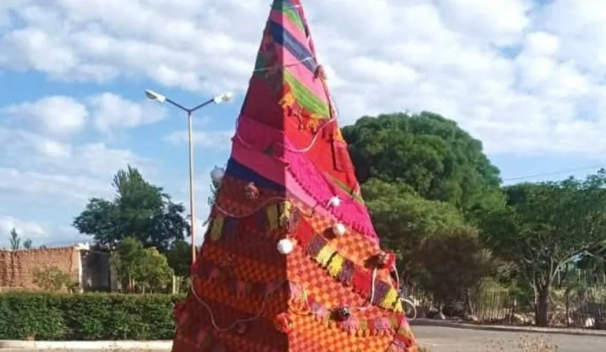 Catamarca: armaron un Árbol Navideño con Ponchos en Palo Blanco