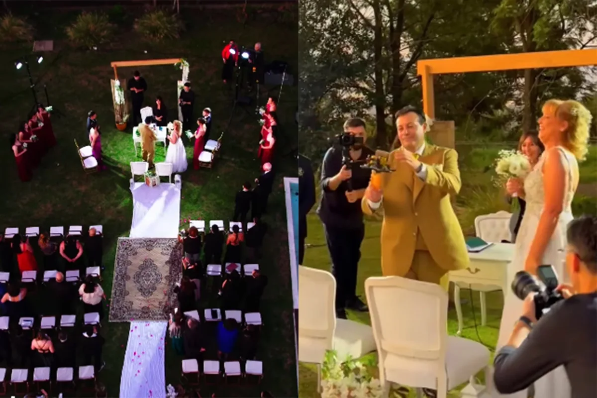 Innovadora y emotiva boda: un drone transportó los anillos hacia el altar (Video)