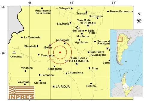 Temblor en el Oeste de Catamarca