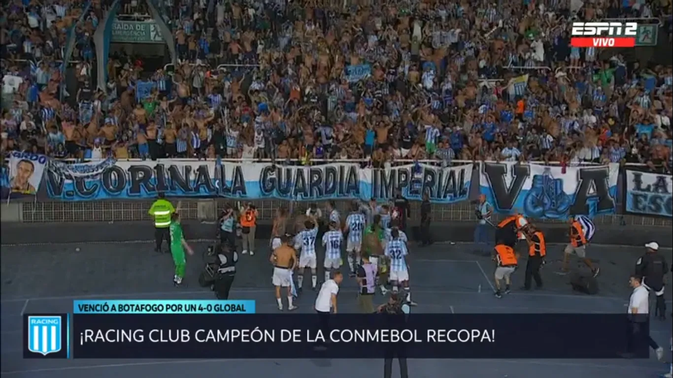 Racing venció a Botafogo en Brasil y es campeón de la Recopa Sudamericana