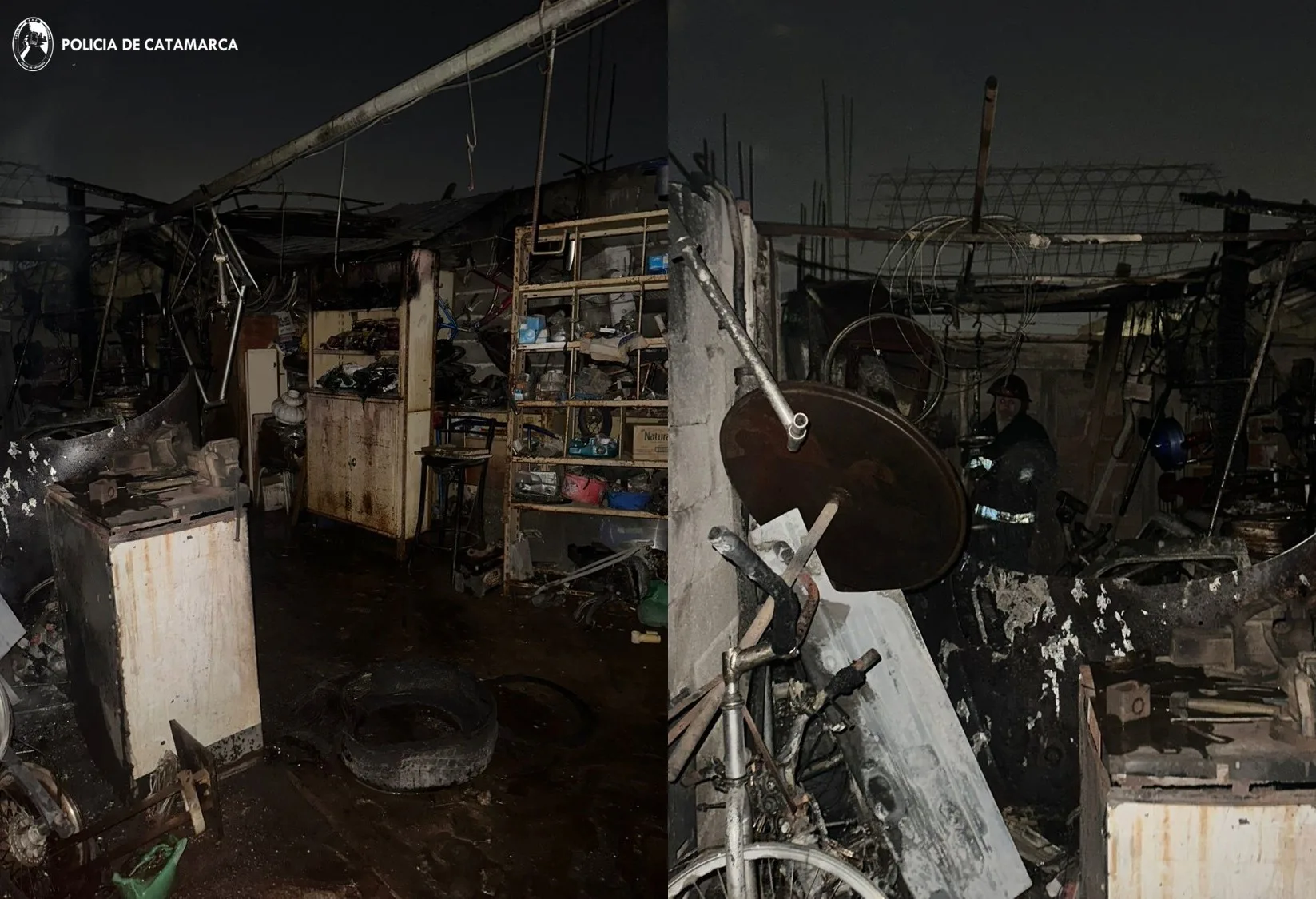 Catamarca: personal policial sofocó un incendio en un taller de herrería de la zona Oeste de la Capital