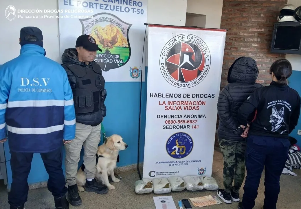Catamarca: detienen a una mujer y secuestran más de 5 kilos y medio de marihuana en Valle Viejo