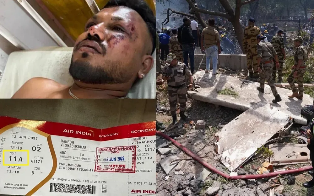 Video: así salió caminando el único sobreviviente del avión que cayó en la India