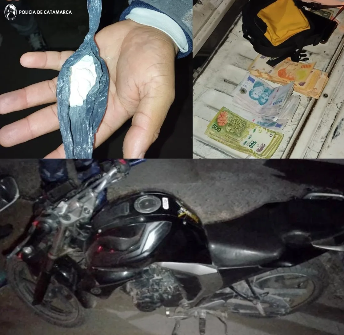 Catamarca: policías secuestraron Cocaína, una moto y casi medio millón de pesos