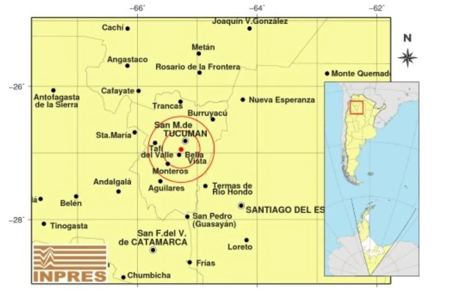 Este lunes se registró un sismo de 3.7 grados muy cerca de la capital tucumana