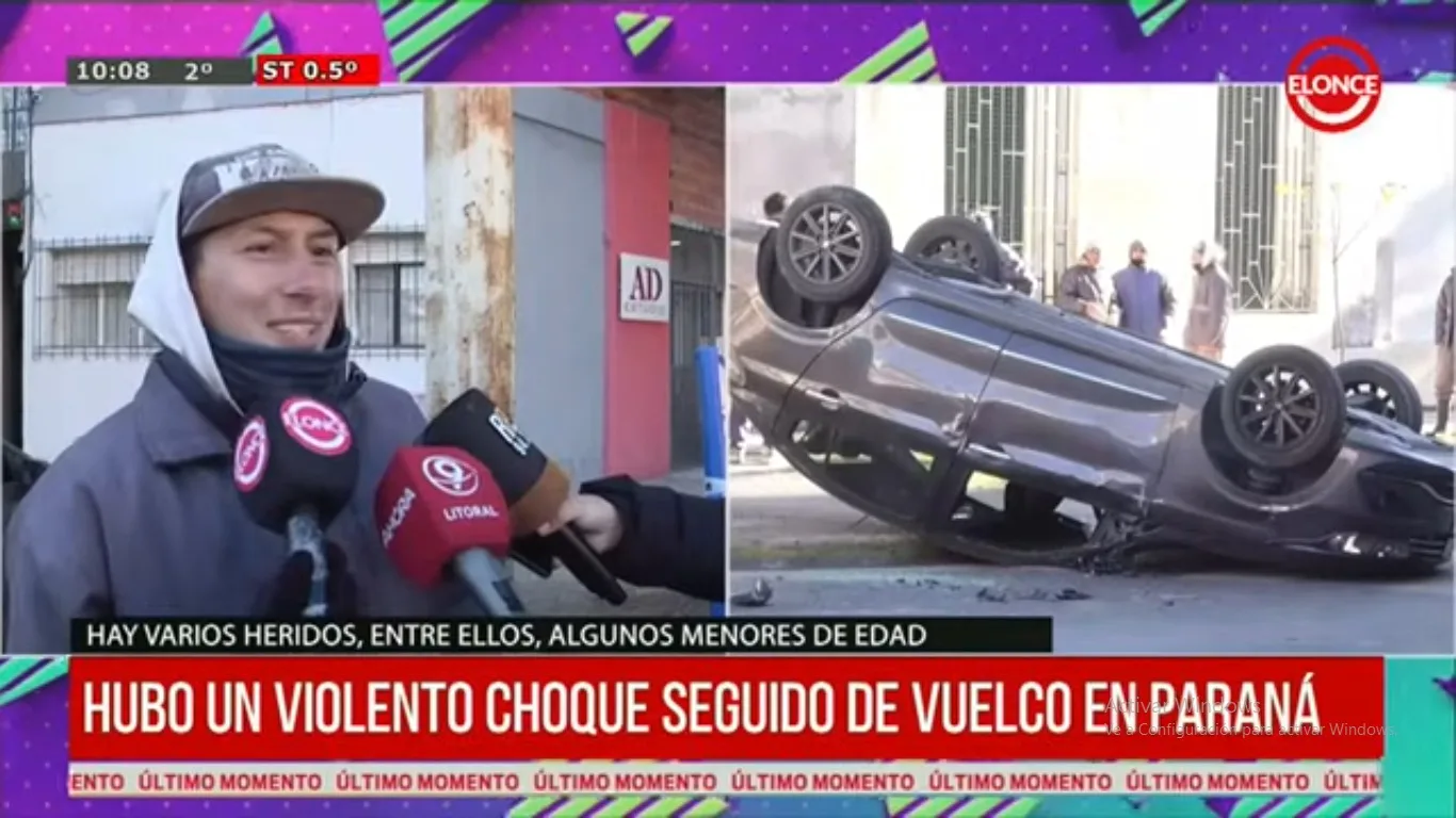 Video de choque y vuelco: “Escuché los nenes llorando y no lo pensé”, dijo un empleado municipal que los rescató