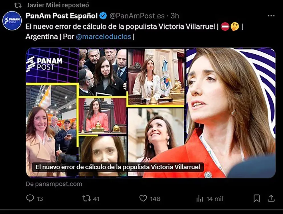 Javier Milei respondió indirectamente a las críticas de Victoria Villarruel