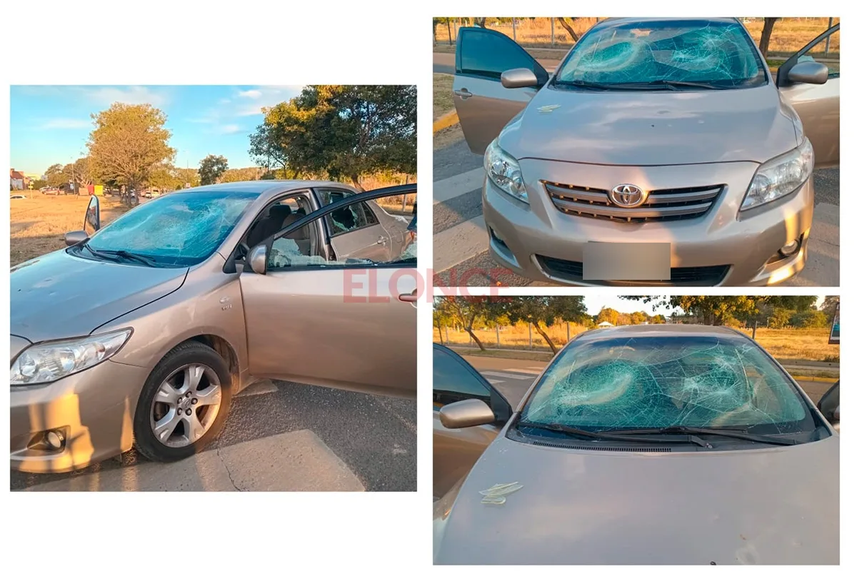 Mujer destrozó el auto de su expareja con un matafuego en una plaza de Paraná