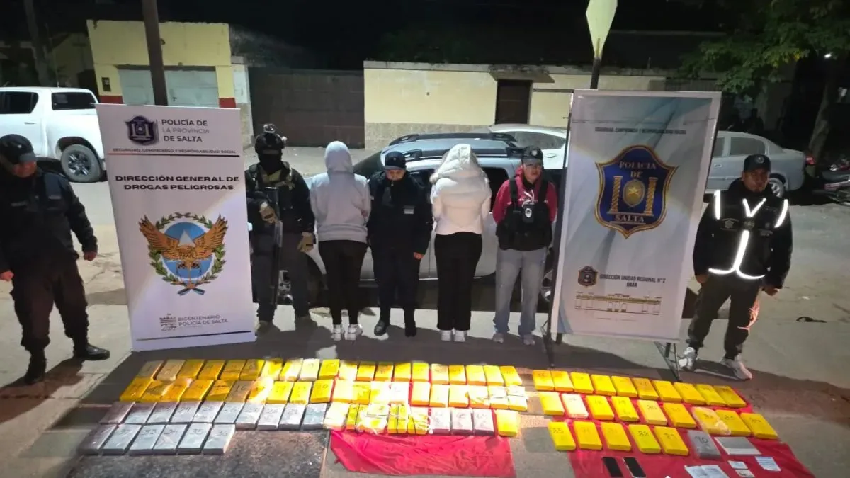 Dos salteñas fueron detenidas con más de 80 kilos de cocaína