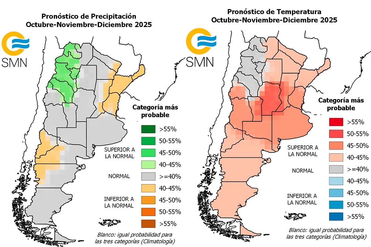 Lluvias y temperaturas: qué se pronostica para octubre, noviembre y diciembre