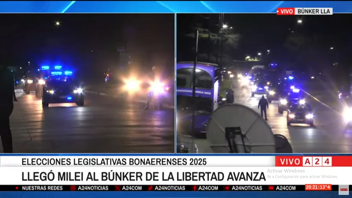 Milei ya está en el búnker de La Libertad Avanza para recibir los resultados de las elecciones