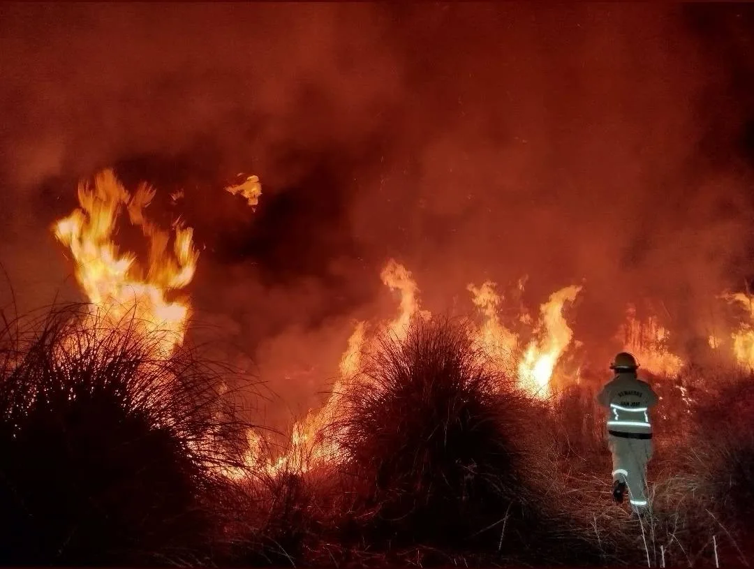 Incendio en Santa María: esta madrugada dos dotaciones de bomberos trabajaron para combatirlo