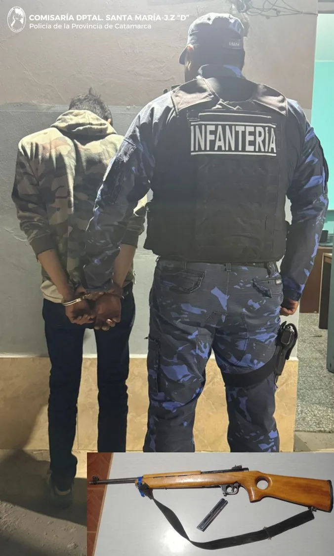 Catamarca: policías secuestraron un arma de fuego y detuvieron a un joven por supuestas amenazas en Santa María