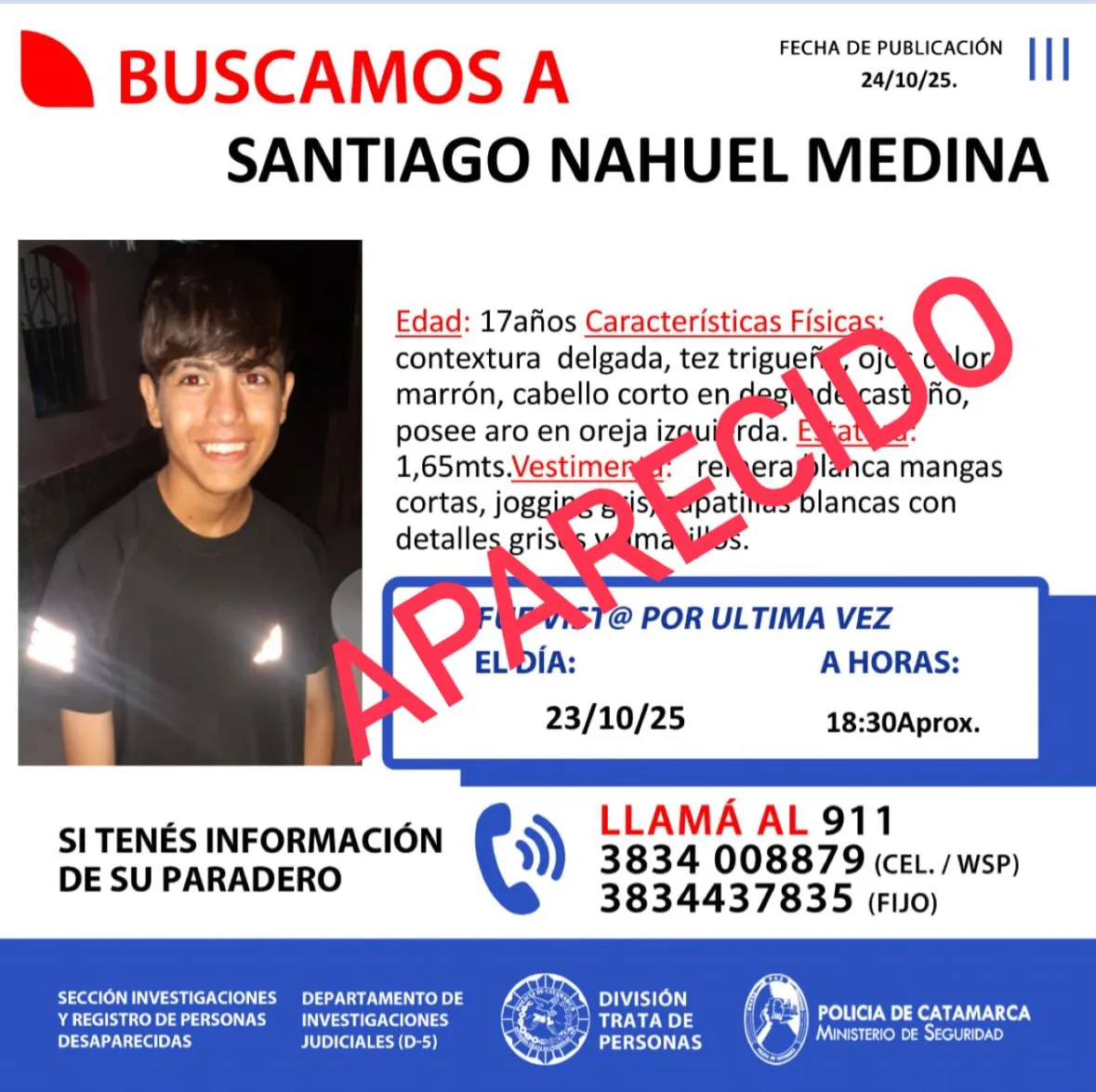 Catamarca: encontraron al adolescente que estaba desaparecido