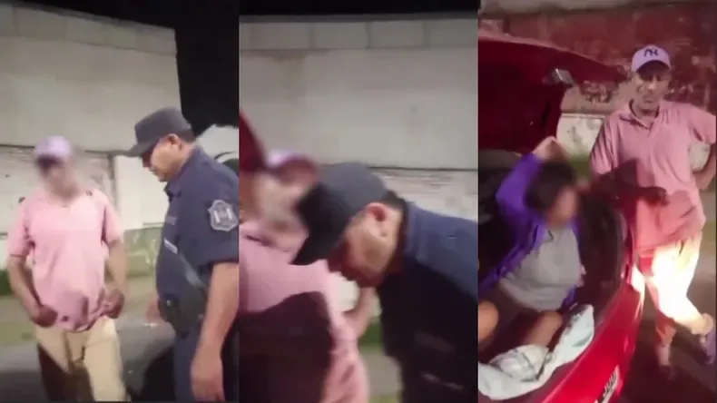 Video: un taxista alcoholizado fue detenido y su pareja apareció escondida en el baúl: “Lo estaba vigilando”