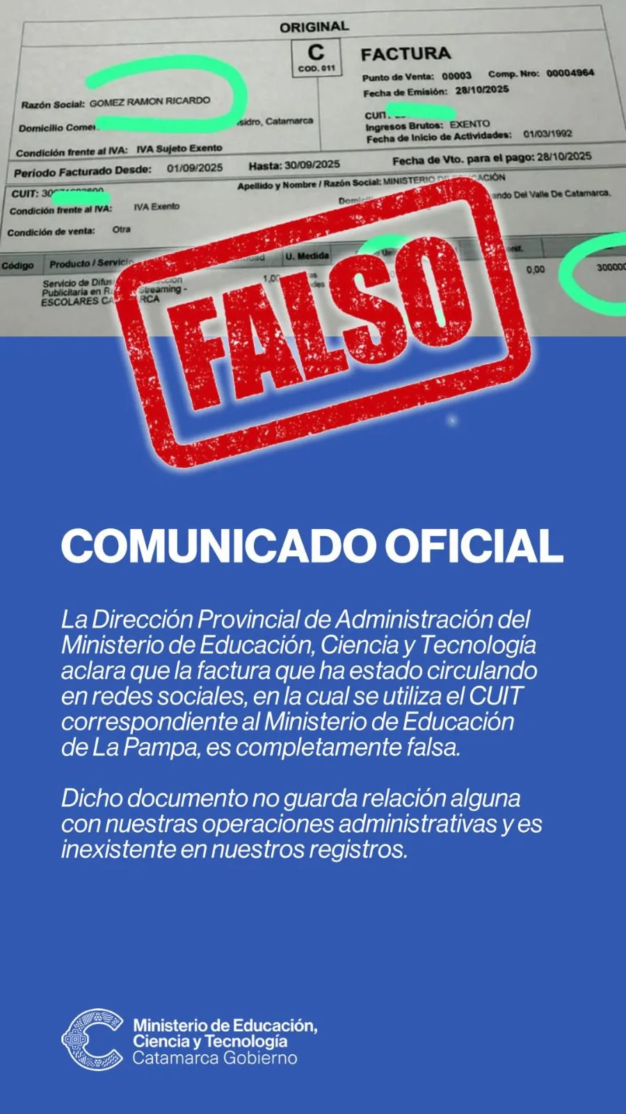 Radio Valle Viejo denunciará penalmente por difamación a autor/autores de esta falsa información