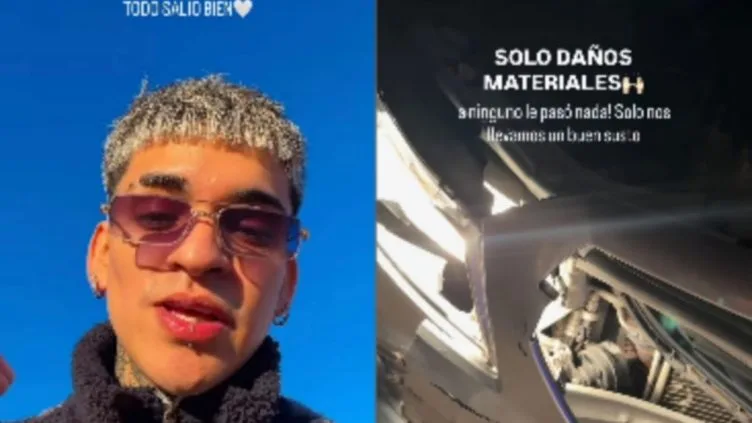 El cantante catamarqueño Valen Vargas casi se mata en una ruta al chocar contra un animal suelto el vehículo que lo trasladaba